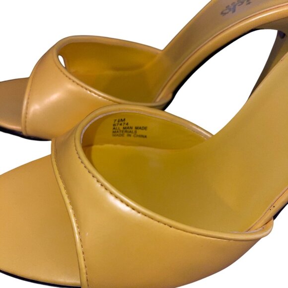 Fredericks of Hollywood Vintage 1990s Womens Mule Stiletto Size 7.5 Yellow New - Picture 7 of 8